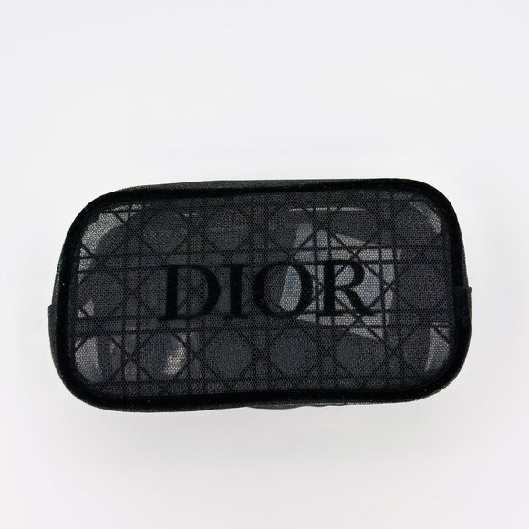 3691 DIOR BLACK MESH POUCH COSMETIC BAG - Picture 1 of 6